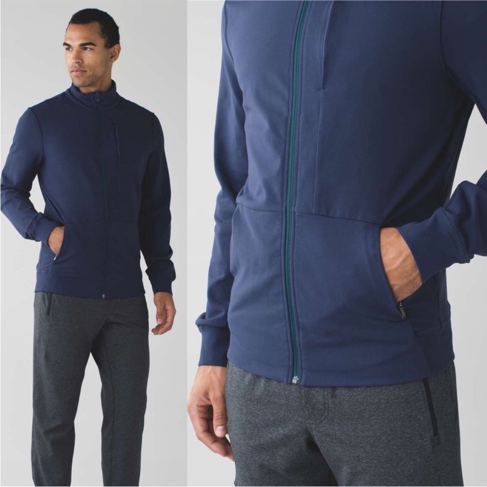 Lululemon‎ Pre Post Jacket Sweater Full Zip Navy Blue Men’s Large